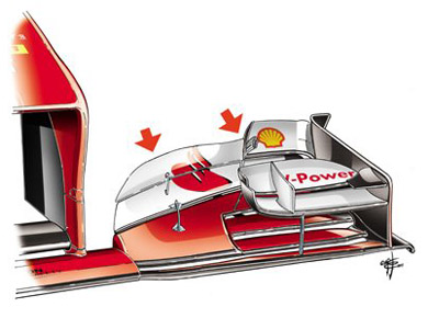 Ferrari F138 – измененные закрылки переднего антикрыла