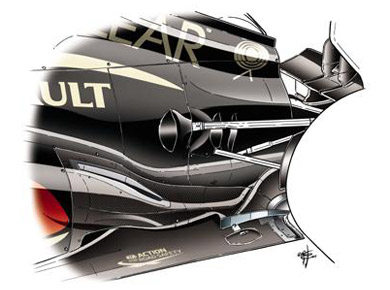 Lotus E21 – новая выхлопная система