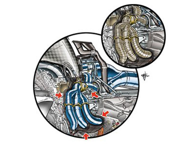 Marussia MR03 – выхлопная система