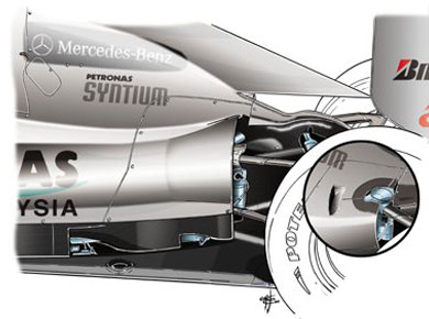 Mercedes MGP-W01 – изменения кузова в тыловой части