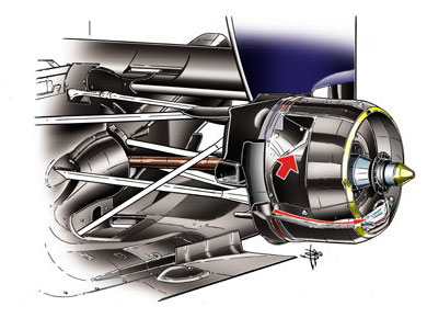 Red Bull RB7 - воздуховод тормозов