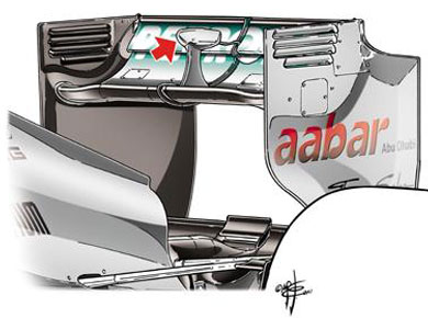 Mercedes F1 W03 - измененное заднее антикрыло Mercedes F1 W03 - измененное заднее антикрыло