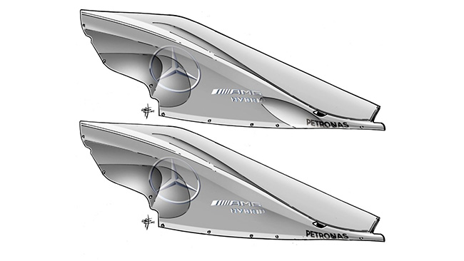 Mercedes F1 W06 Hybrid - обтекатель двигателя Mercedes F1 W06 Hybrid - обтекатель двигателя