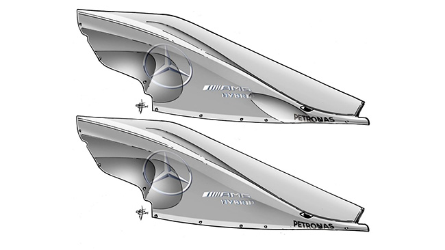 Mercedes F1 W06 Hybrid - обтекатель двигателя