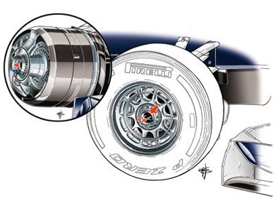Williams FW35 - выдувные ступицы колес Williams FW35 - выдувные ступицы колес