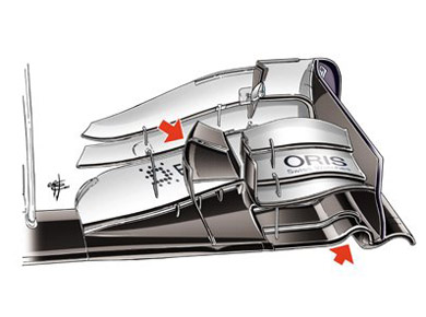 Williams FW35 - измененное переднее антикрыло Williams FW35 - измененное переднее антикрыло