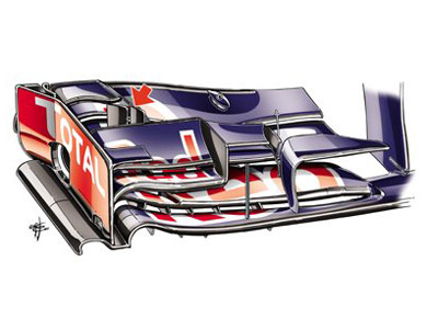Red Bull RB9 - измененное переднее антикрыло Red Bull RB9 - измененное переднее антикрыло
