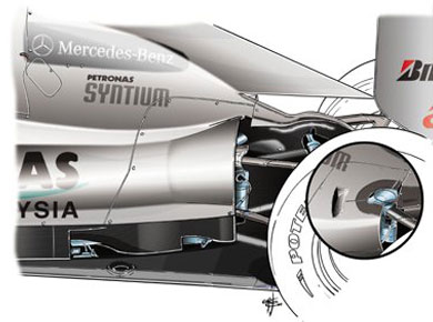 Mercedes MGP-W01 – изменения кузова в тыловой части Mercedes MGP-W01 – изменения кузова в тыловой части