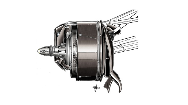 Mercedes F1 W06 Hybrid – охлаждение тормозов Mercedes F1 W06 Hybrid – охлаждение тормозов