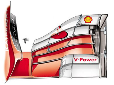 Ferrari F138 - переднее антикрыло с высокой прижимной силой Ferrari F138 - переднее антикрыло с высокой прижимной силой